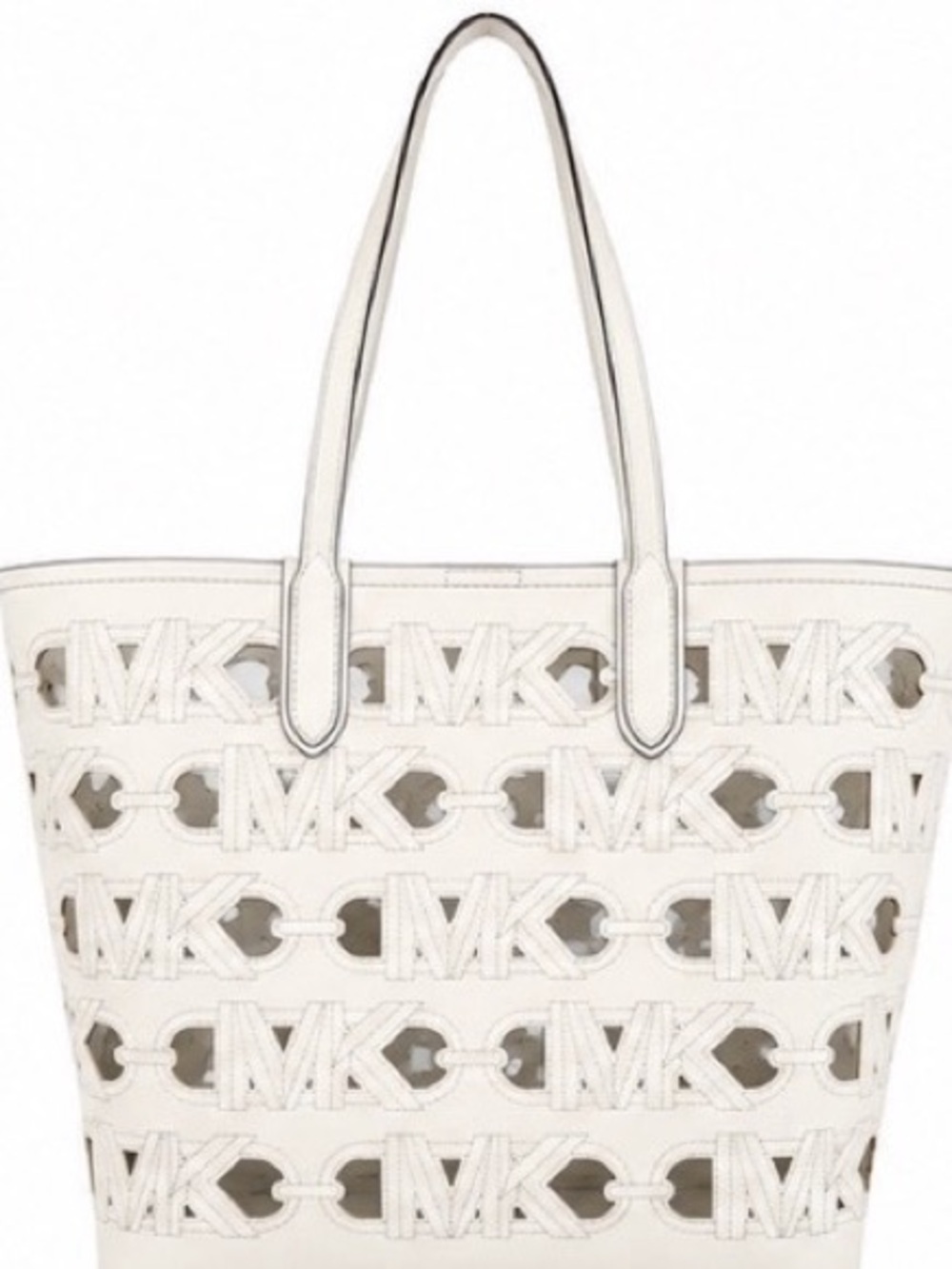 Michael Kors Ivory Cutout Logo Tote Bag Large MK Transparent PVC Shopper